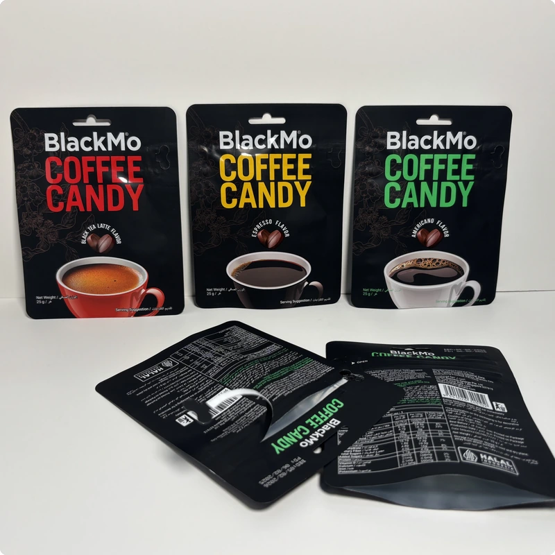 Low MOQ custom flexible packaging — custom gravure-printed stand-up pouch final product showing premium full-color printing
