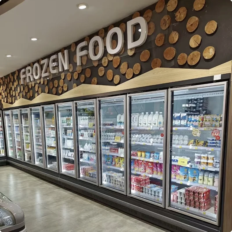 Frozen fish and meat packaged in flexible pouches